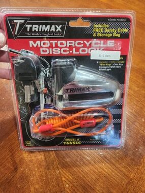 New Silver Motorcycle Disc Lock with Orange Safety Cable